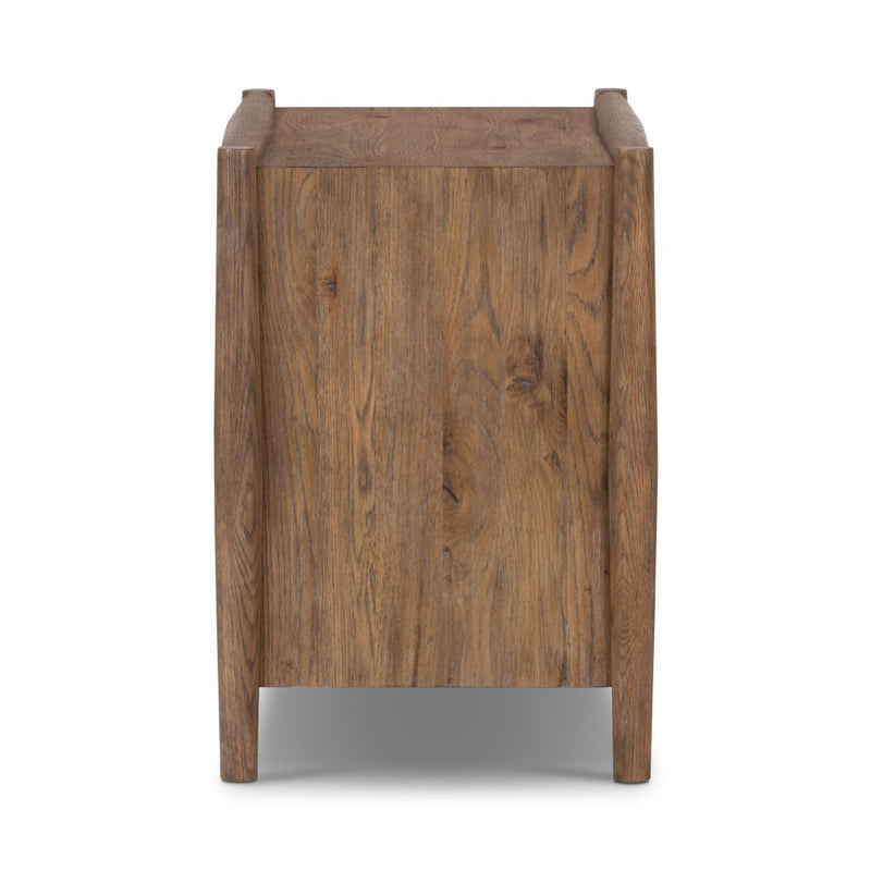 Glenview Nightstand Weathered Oak Veneer Side View Four Hands