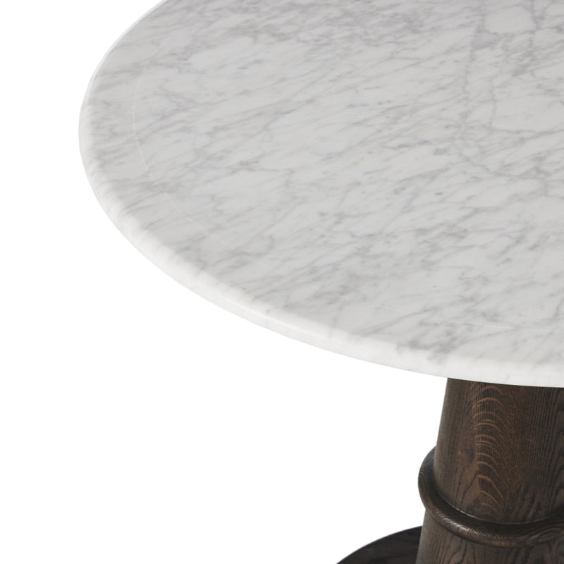 Four Hands Goetz Bistro Table Honed White Marble Tabletop Detail