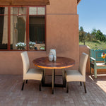 Graysill Round Copper Dining Table Staged Natural Patina