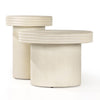 Four Hands Grecia Outdoor End Table Set White Concrete Angled View