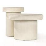 Four Hands Grecia Outdoor End Table Set White Concrete Angled View