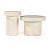 Grecia Outdoor End Table Set White Concrete Front Facing View 237252-001