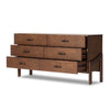 Four Hands Halston 6 Drawer Dresser Terra Brown Ash Veneer Angled View Open Drawers