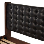 Four Hands Halston Bed Heirloom Black Top Grain Leather Headboard