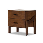 Halston Nightstand Terra Brown Ash Veneer Angled View Four Hands