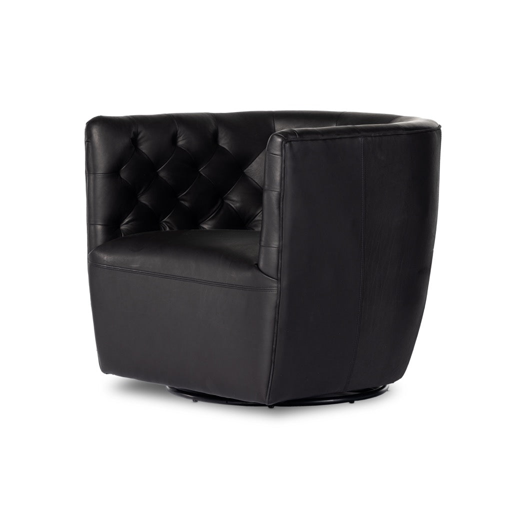 Hanover Swivel Chair Heirloom Black Angled View 106090-013