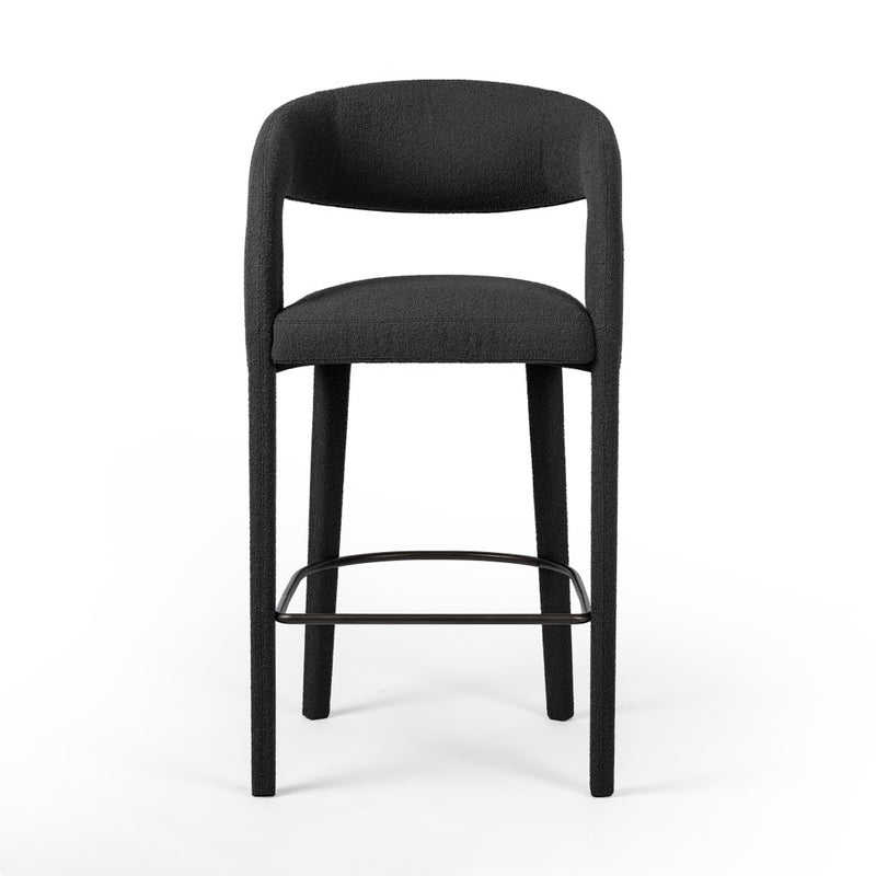 Hawkins Bar Stool Fiqa Boucle Charcoal Front Facing View 230067-040