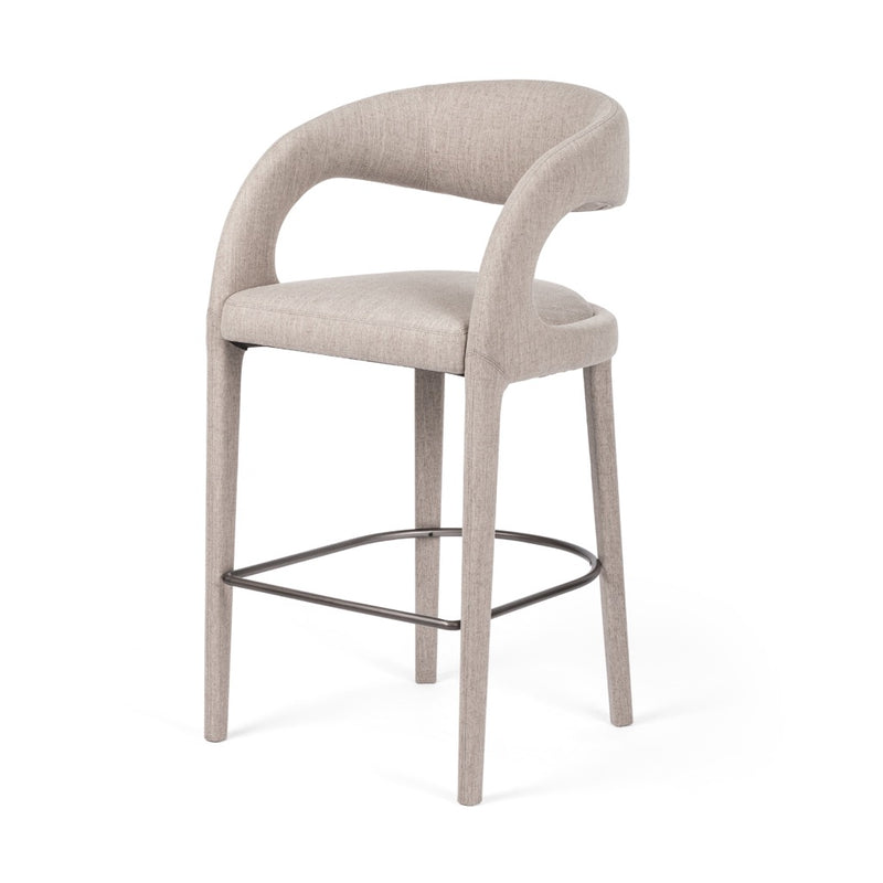 Hawkins Bar Stool Savile Flannel Angled View Four Hands