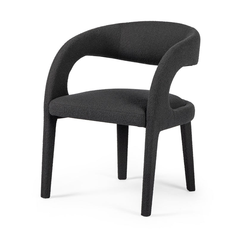 Hawkins Dining Chair FIQA Boucle Charcoal Angled View 223320-025