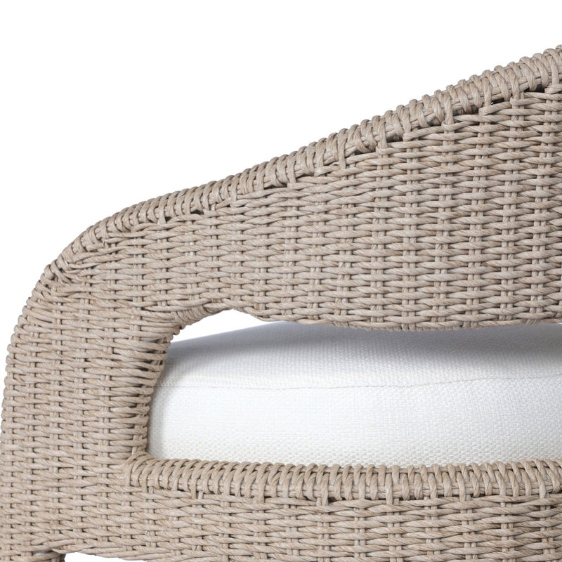 Four Hands Hawkins Outdoor Dining Chair Vintage White Woven Armrest