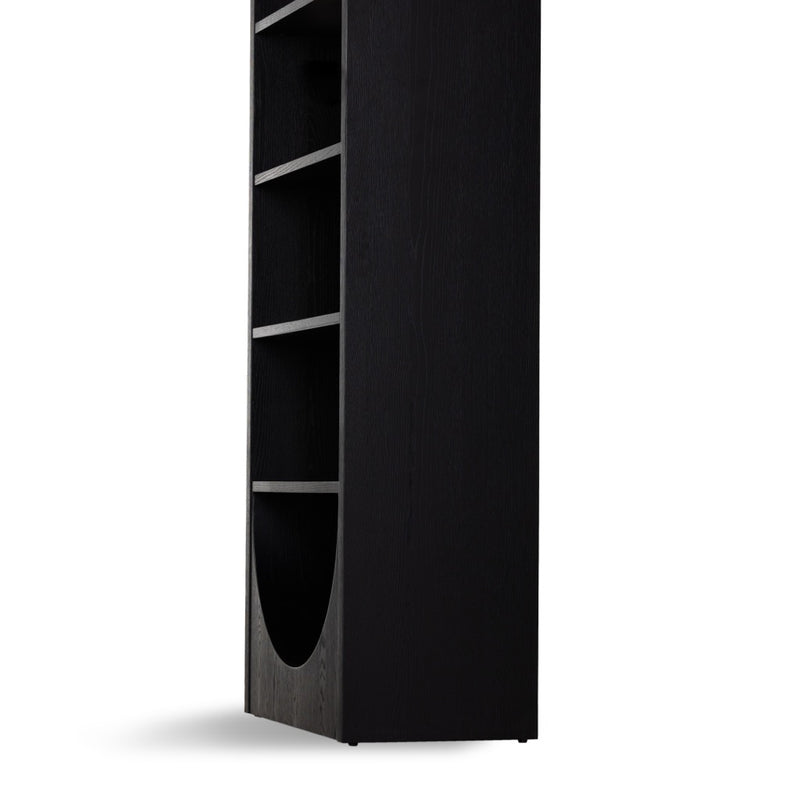 Higgs Bookcase Brushed Ebony Oak Veneer Side Four Hands