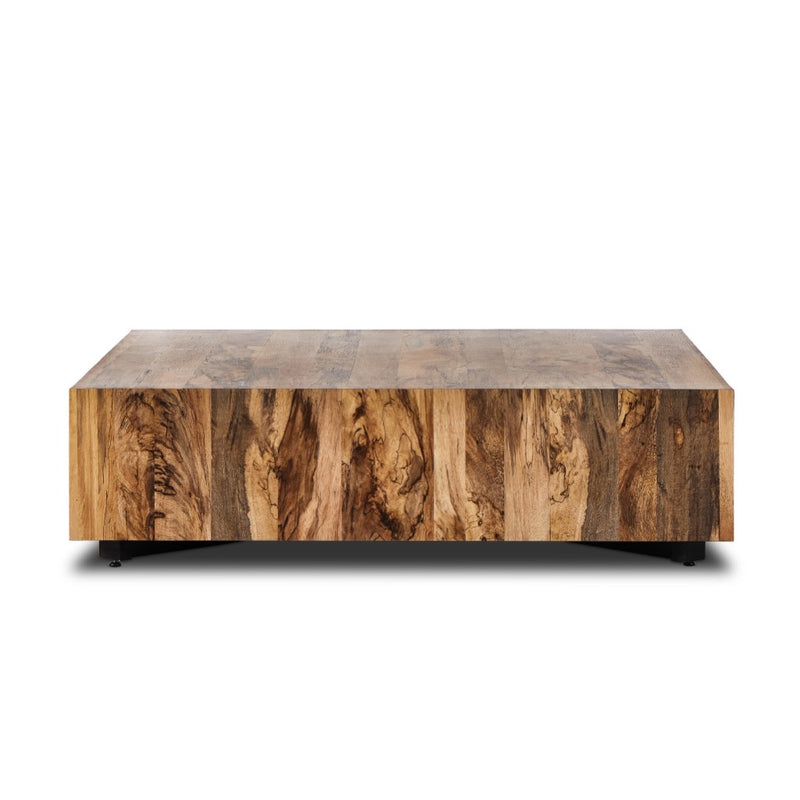 Four Hands Hudson Large Square Coffee Table Spalted Primavera Side View