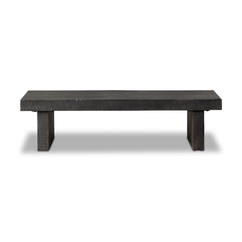 Huesca Outdoor Coffee Table Distressed Graphite Concrete Front Facing View 241080-001