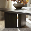 Huxley Coffee Table Smoked Black Veneer Staged View Angled Base 241301-001