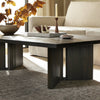 Four Hands Huxley Coffee Table Smoked Black Veneer Staged View Base