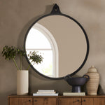 Hyde Round Mirror Black Aluminum Staged View 229649-002