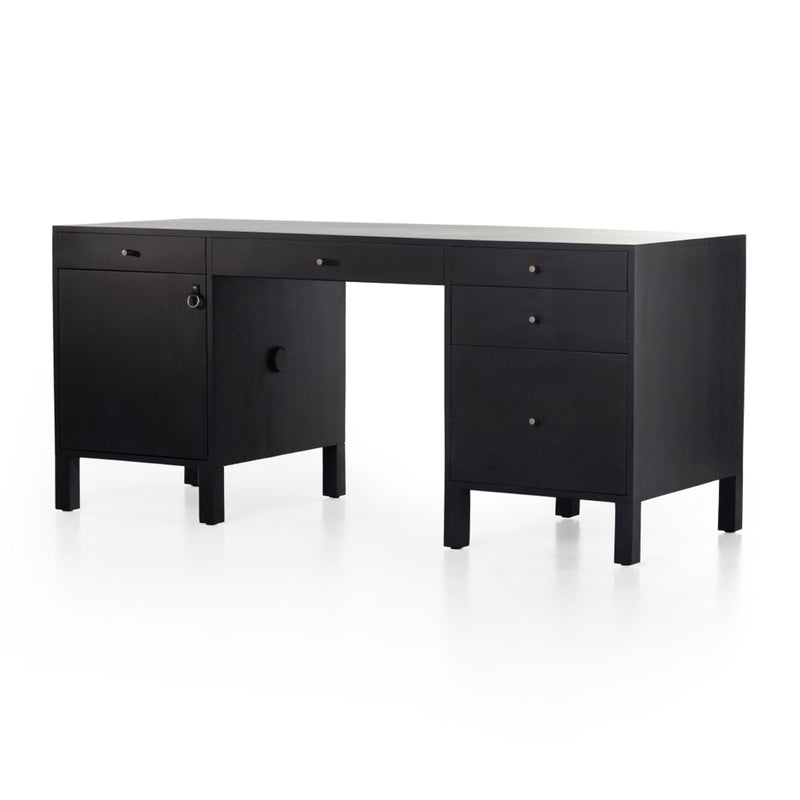 Isador Executive Desk Black Wash Poplar Angled View 239731-002