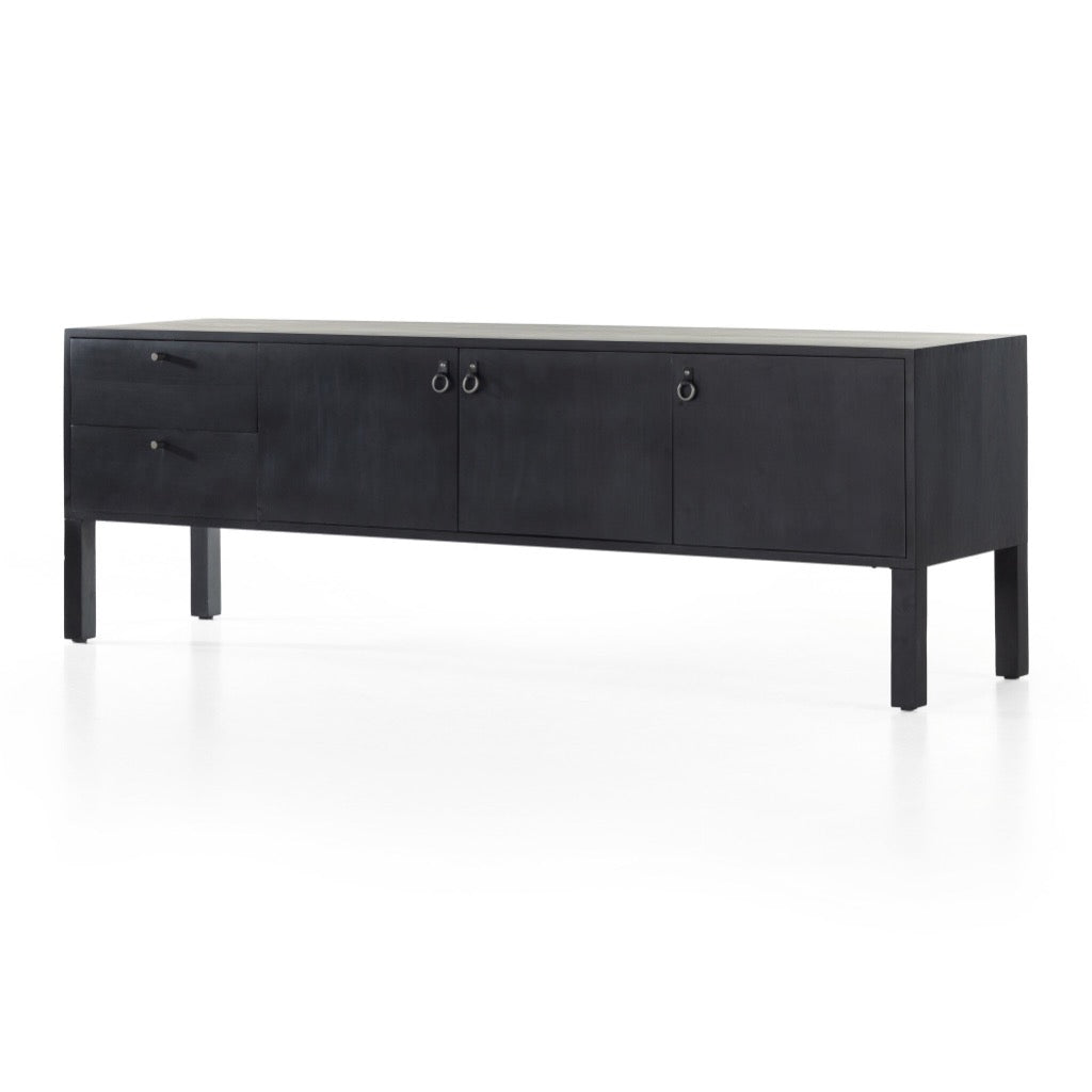 Isador Media Console Black Wash Poplar Angled View 223975-002