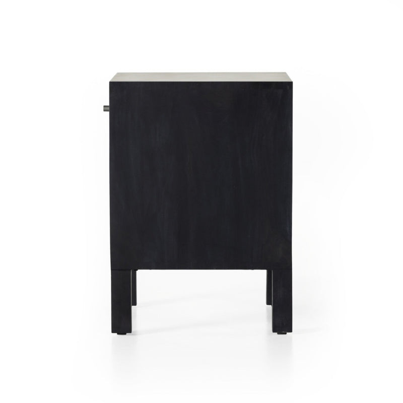 Isador Nightstand Black Wash Poplar Side View Four Hands