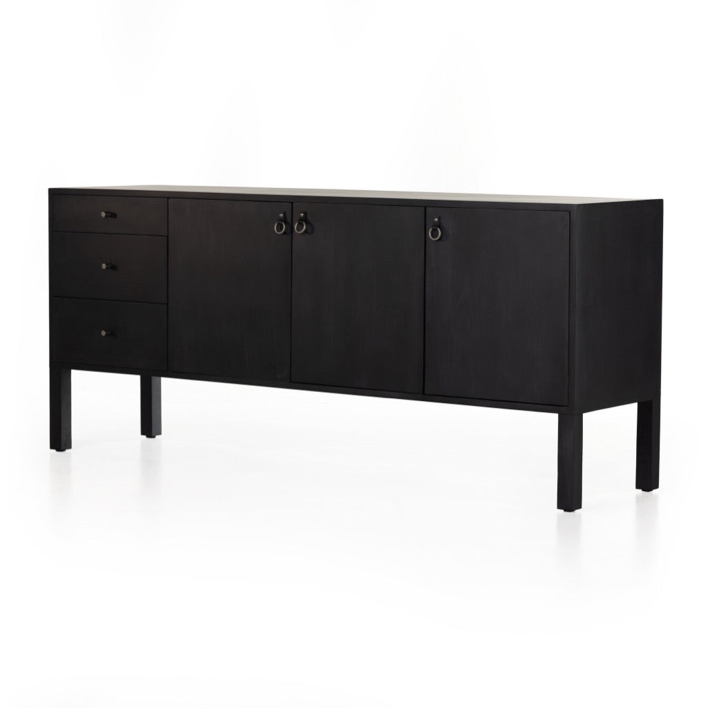 Isador Sideboard Black Wash Poplar Angled View Four Hands