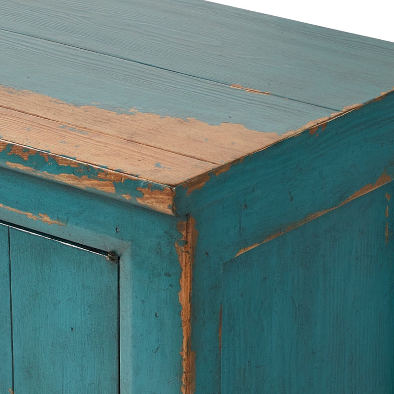 It Takes an Hour Sideboard Distressed Blue Pine Veneer Chipping Four Hands