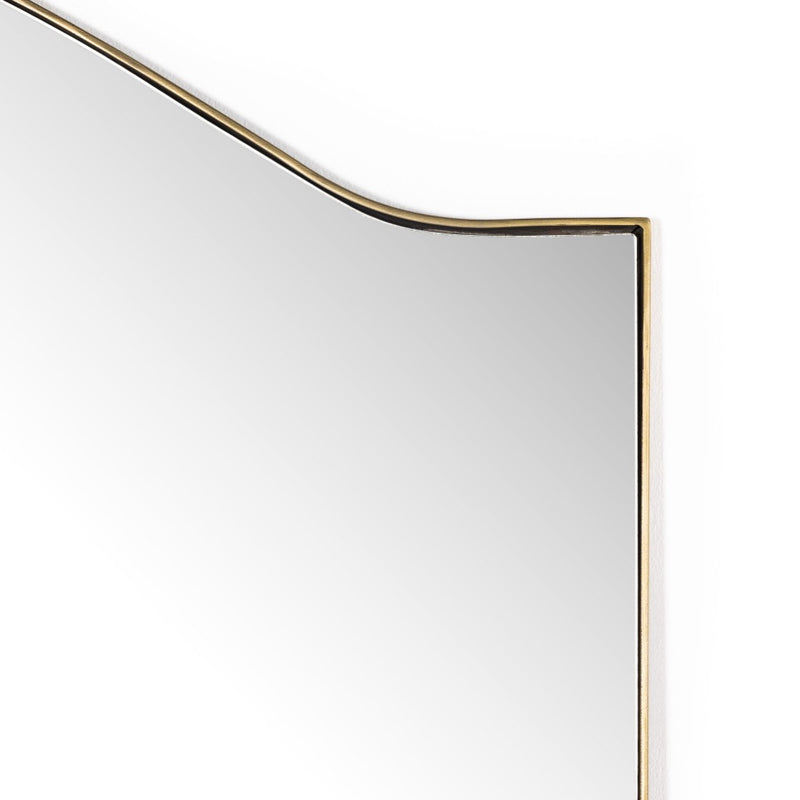 Jacques Floor Mirror Antique Brass Top Corner Detail Four Hands