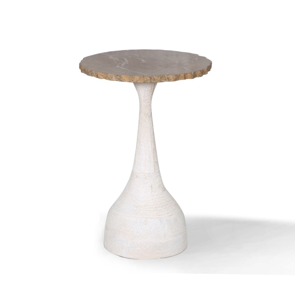 Home Trends & Design Winston Pedestal Side Table White Side View