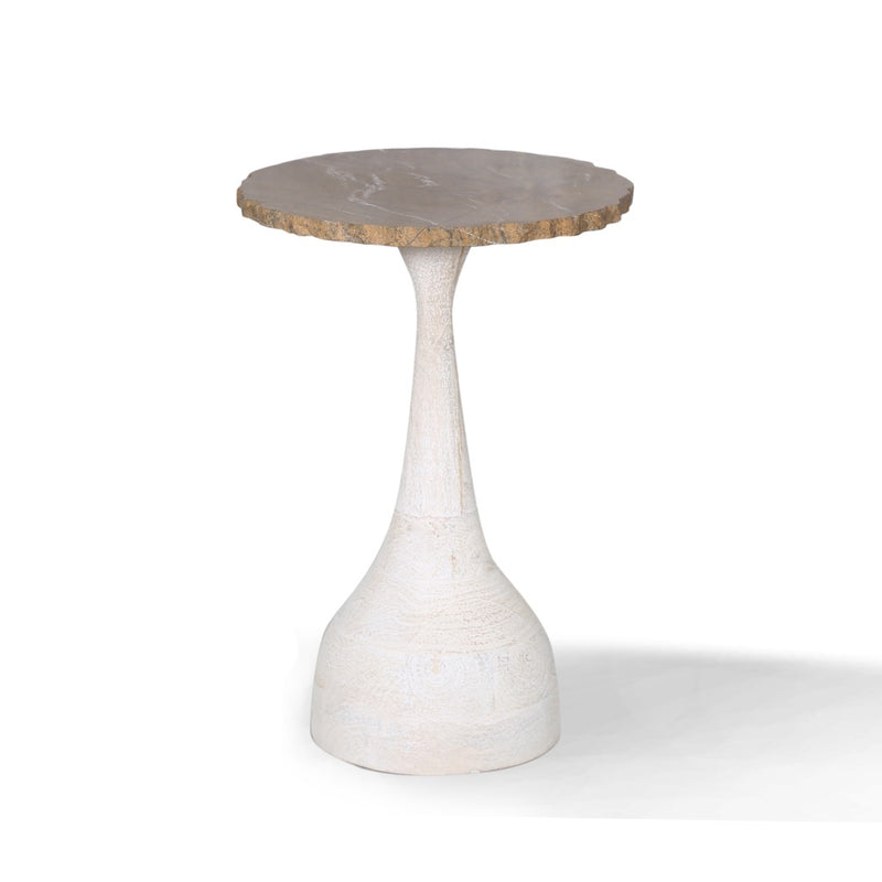 Home Trends & Design Winston Pedestal Side Table White Side View