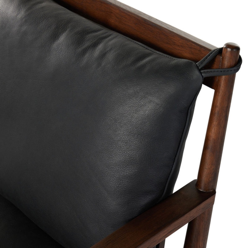 Jamison Chair Brickhouse Black Top Grain Leather Backrest Four Hands