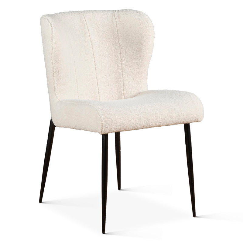 Jennifer Dining Chair White Boucle Angled View G201-JEN-290-M5