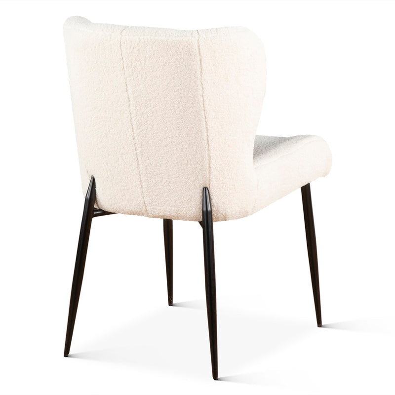 Home Trends & Design Jennifer Dining Chair White Boucle Angled Back View