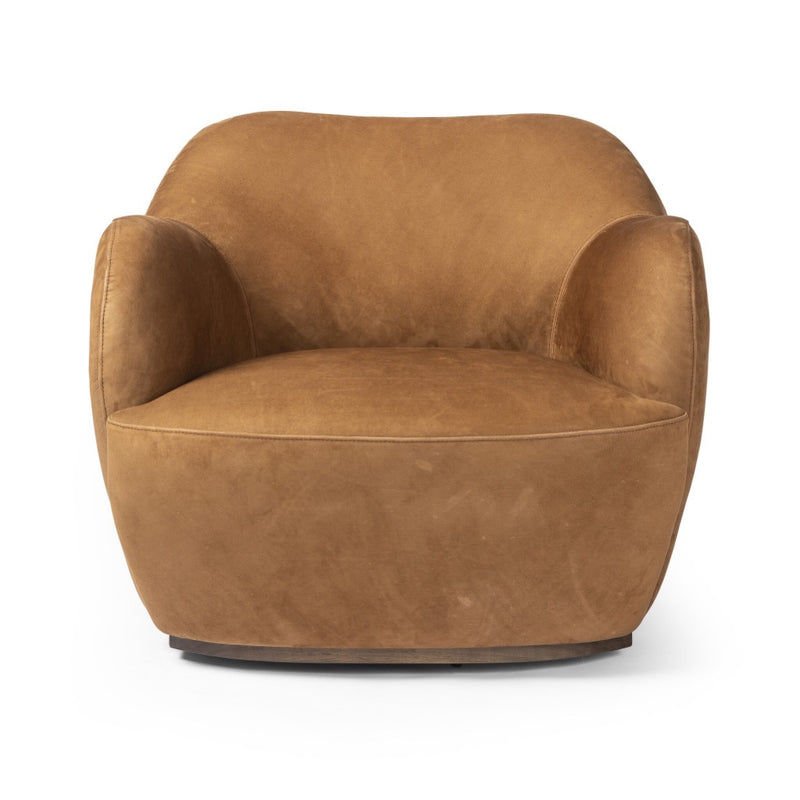 Julius Swivel Chair Nubuck Cognac Front Facing View 239124-003