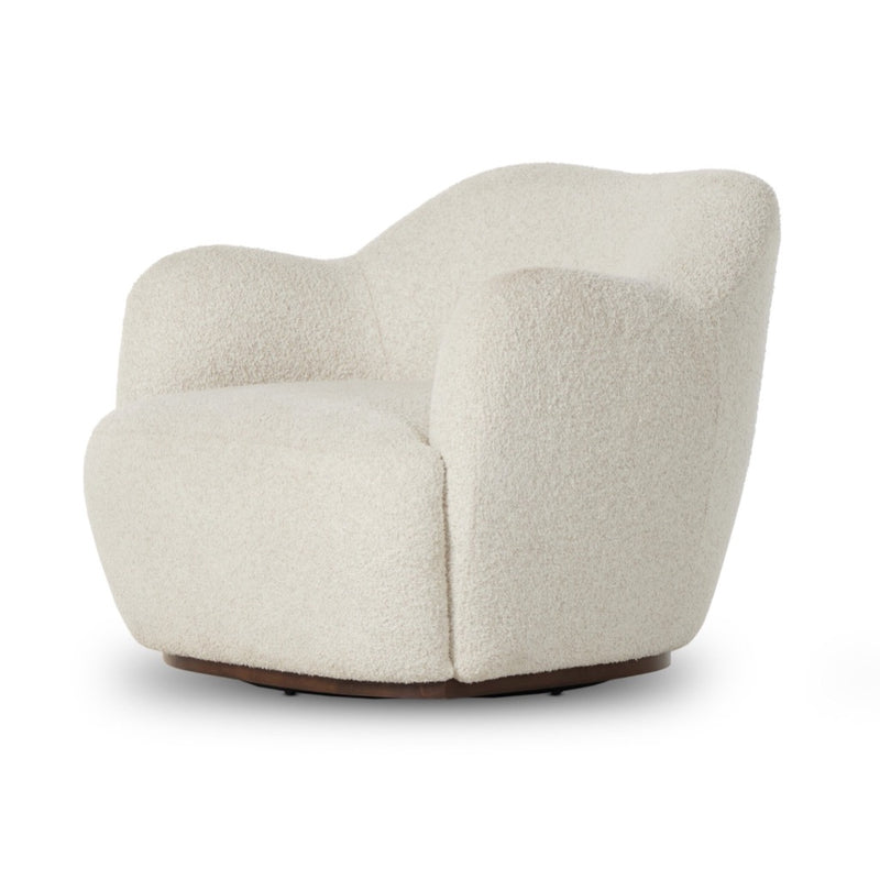 Julius Swivel Chair Sheldon Ivory Angled View Four Hands