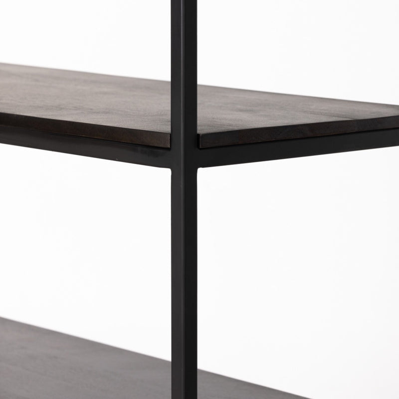 Kelby Bookcase Gunmetal Shelf Detail Four Hands