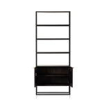 Kelby Bookcase Gunmetal Front View Cabinet Open Four Hands