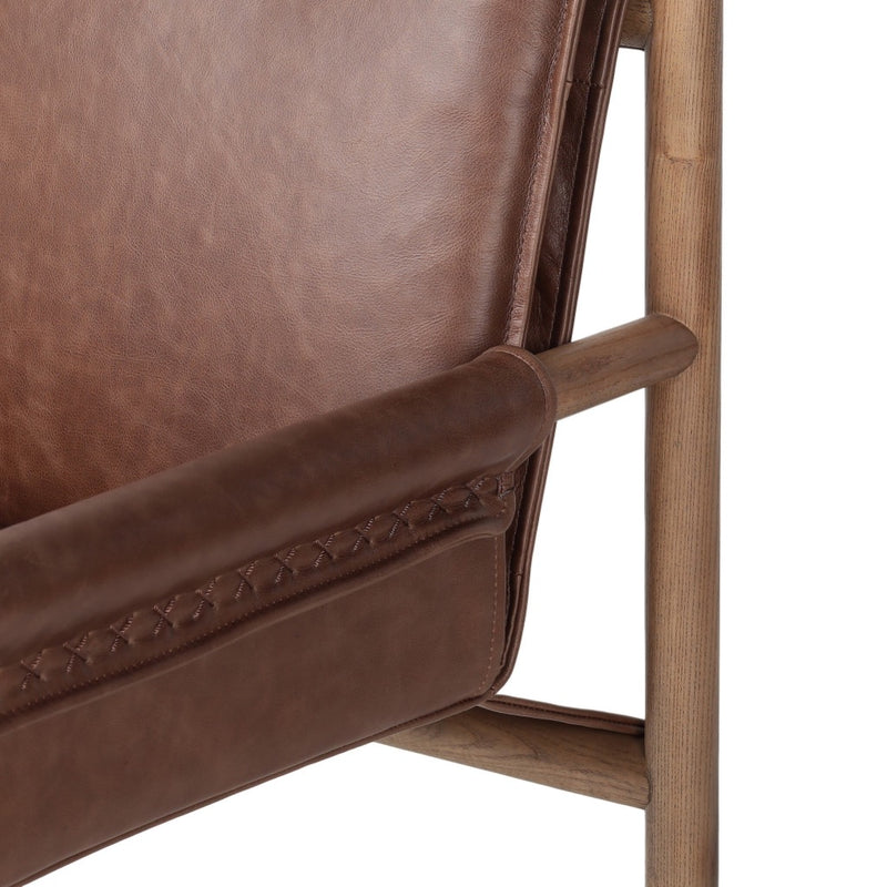 Kellis Dining Chair Havana Brown Top Grain Leather Armrest 245633-001