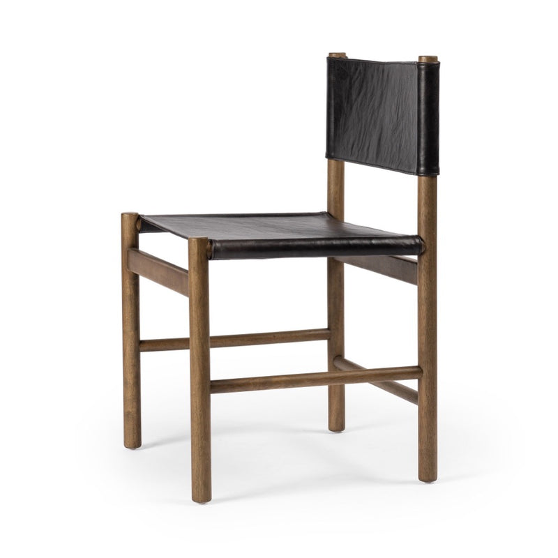 Kena Dining Chair Sonoma Black with Solid Parawood Angled View 231883-003