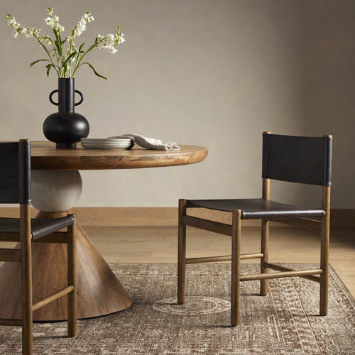 Four Hands Kena Dining Chair Sonoma Black with Solid Parawood Staged View