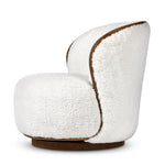 Four Hands Kittridge Swivel Chair Ivory Angora Angled View