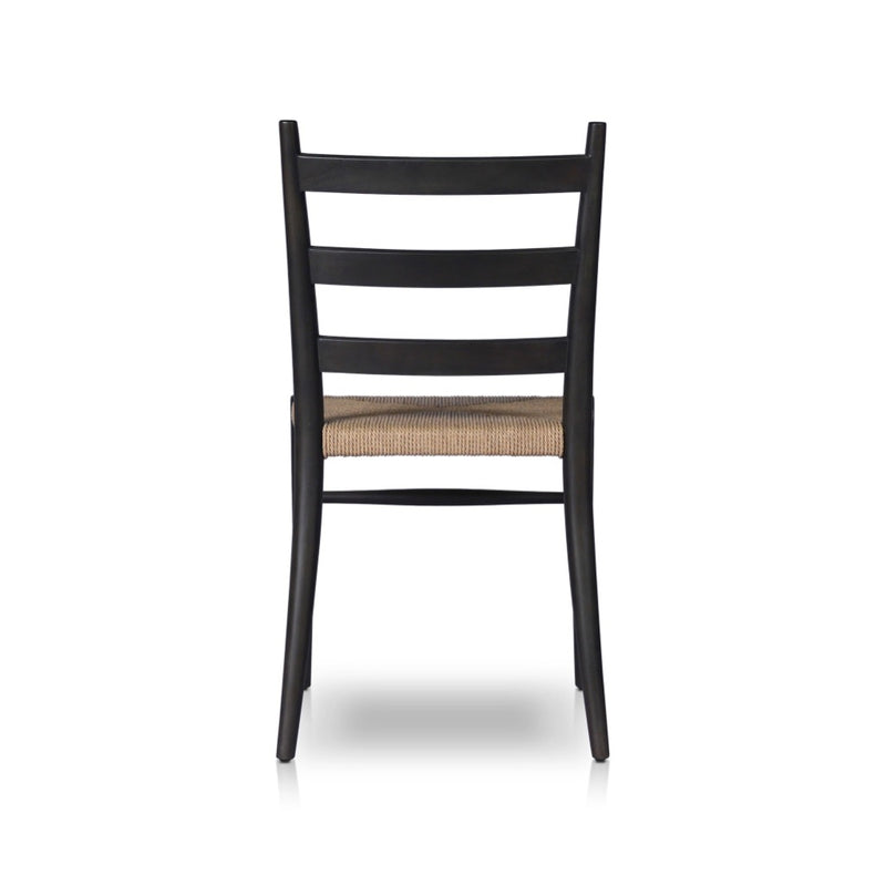 Ladder Back Outdoor Dining Chair Aged Ebony Teak Back View Four Hands