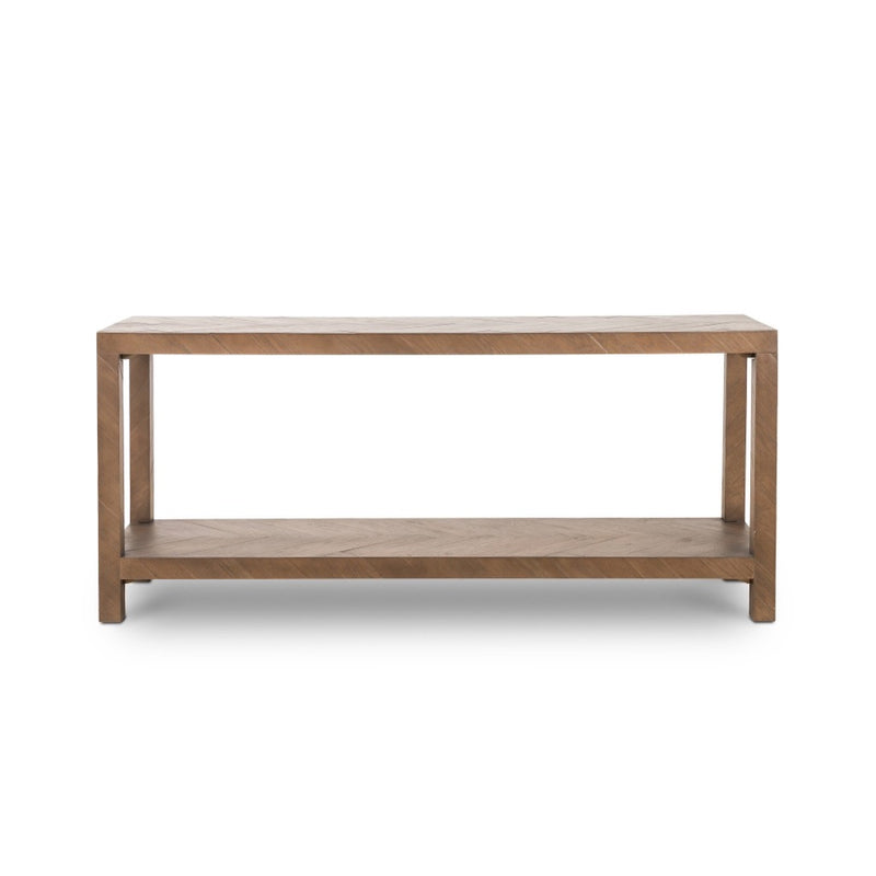 Lamar Console Table Matte Brown Veneer Front View Four Hands