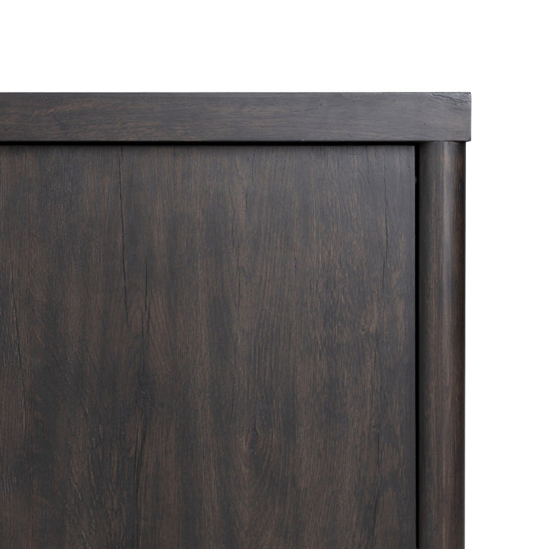 Four Hands Laredo Media Console Smoked Black Rounded Edge Detail