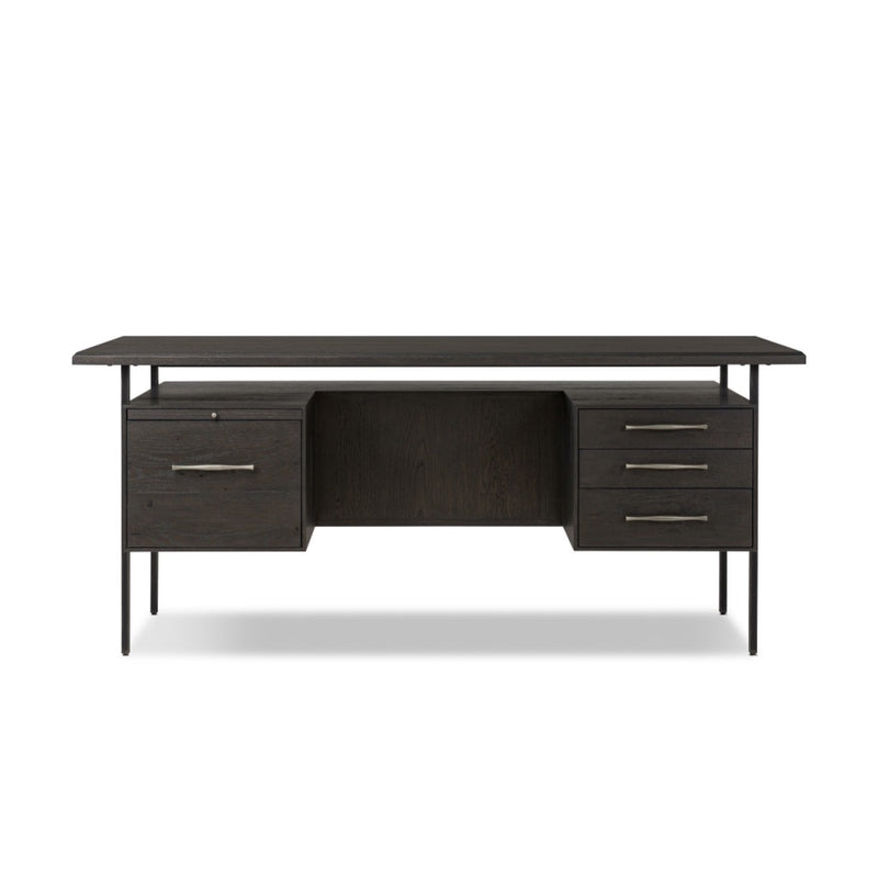 Lauren Desk Charcoal Oak Resawn Veneer Front Facing View 104607-003