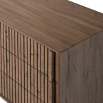 Leo Nightstand by Thomas Bina Rustic Grey Thick Oak Veneer Detail Four Hands