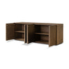 Four Hands Leo Sideboard Rustic Grey Veneer Angled View Open Doors