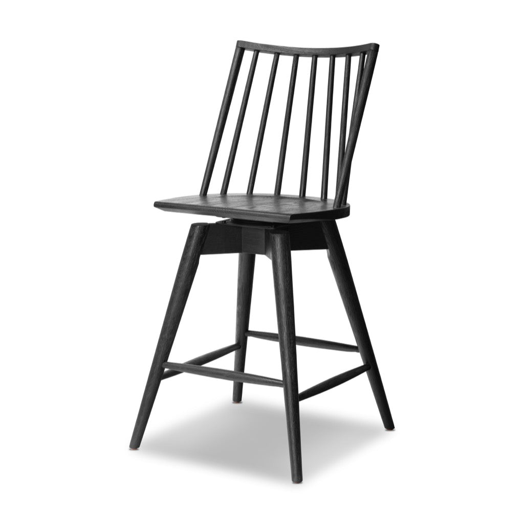 Lewis Swivel Counter Stool Black Oak Angled View 238328-002