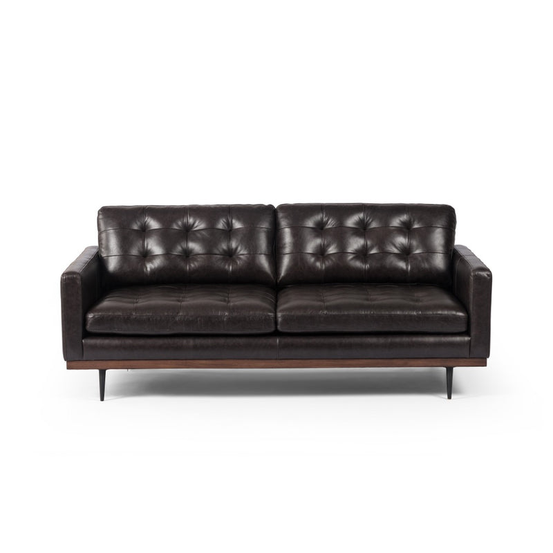 Lexi Sofa Sonoma Black Leather Front Facing View Four Hands