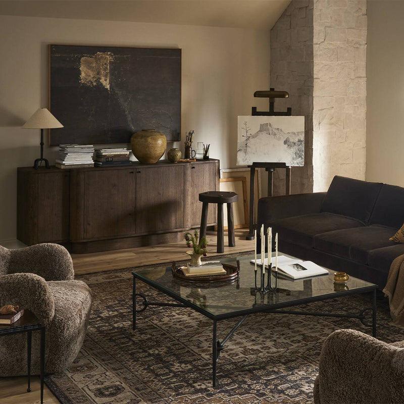 Leya Sideboard Weathered Oak Veneer Staged View Four Hands