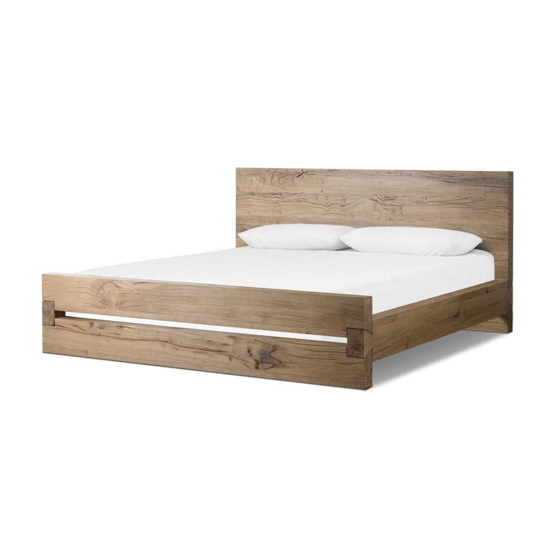 Lia Bed Natural Reclaimed French Oak Angled View Four Hands