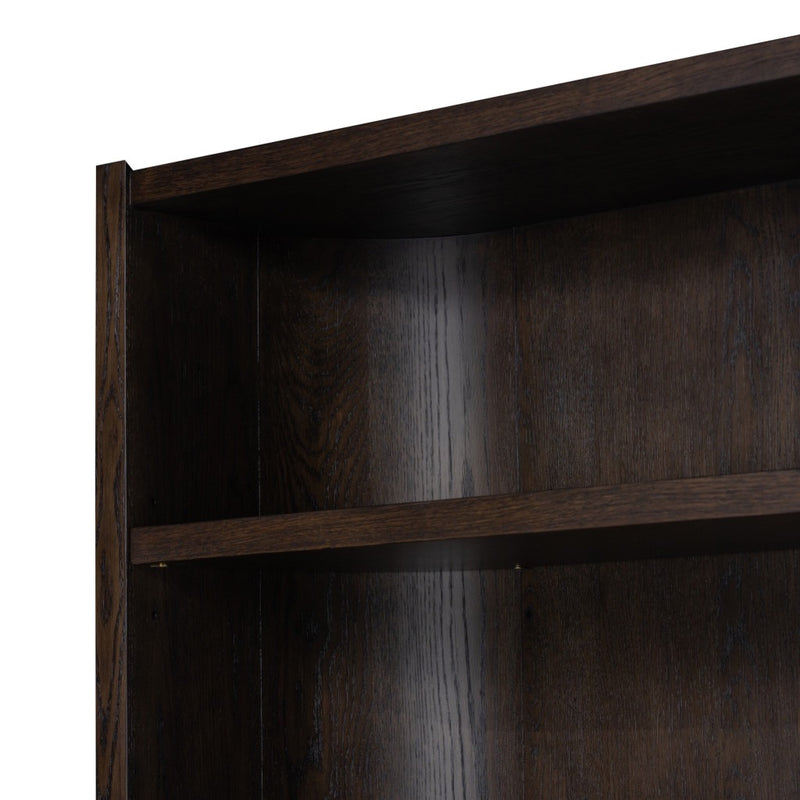 Lockhart Bookcase Rubbed Black Oak Solid Top Corner Detail 239621-001